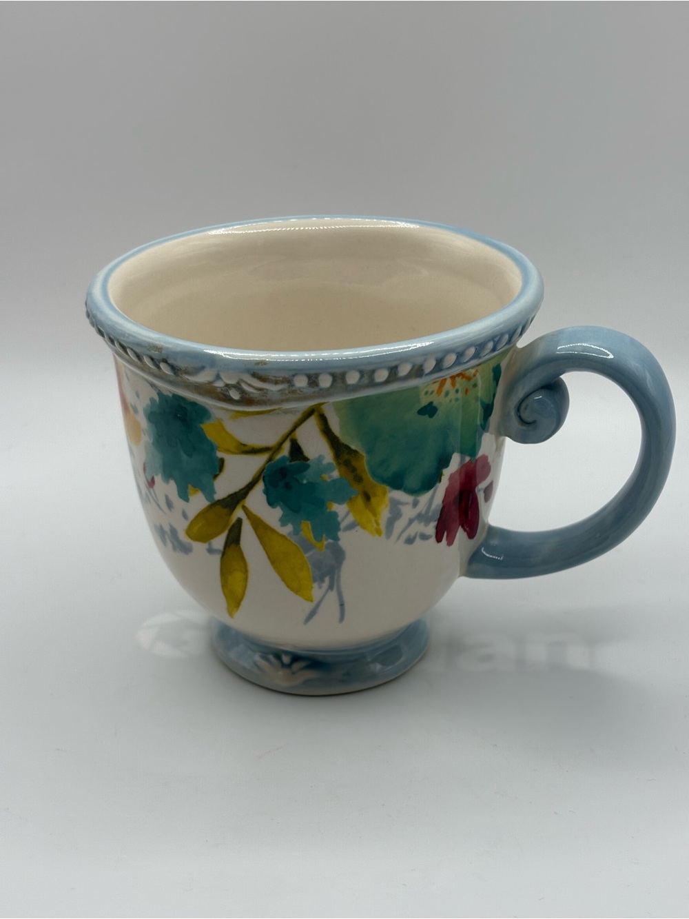 Pioneer Woman Ceramic Willow Floral Mug Blue Orange Teal Green 12 Ozs